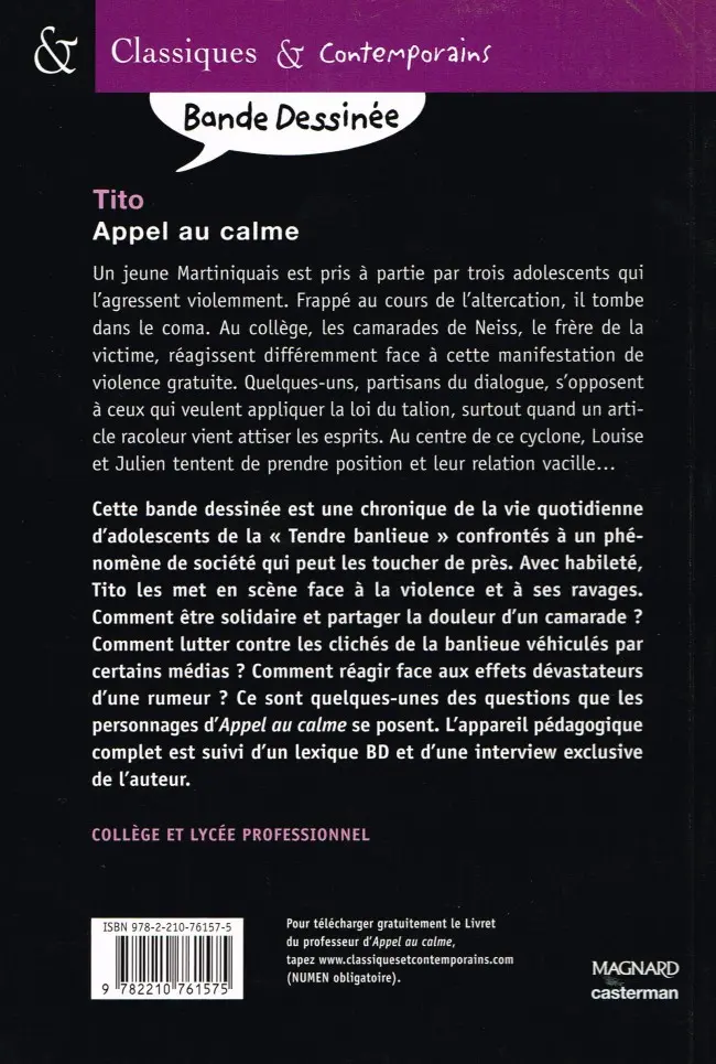 Verso de l'album Tendre banlieue Tome 14 Appel au calme