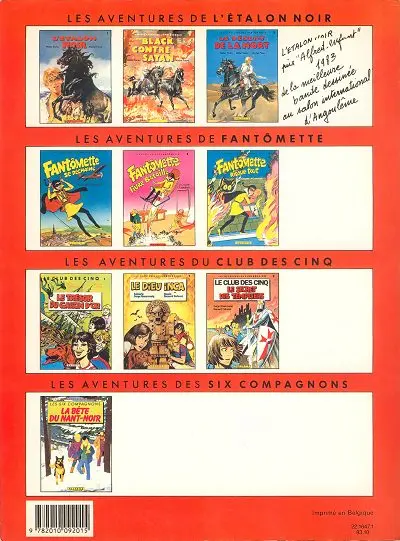 Verso de l'album Le Club des cinq Tome 3 Le secret des Templiers