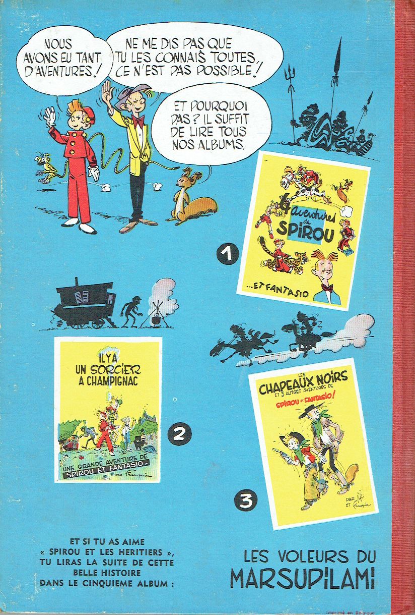 Verso de l'album Spirou et Fantasio Tome 4 Spirou et les héritiers