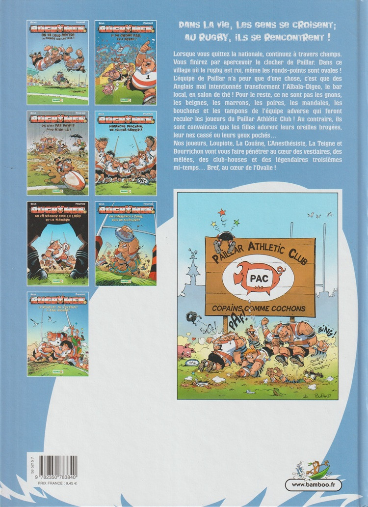 Verso de l'album Les Rugbymen Tome 6 On commence à fond, puis on accélère !