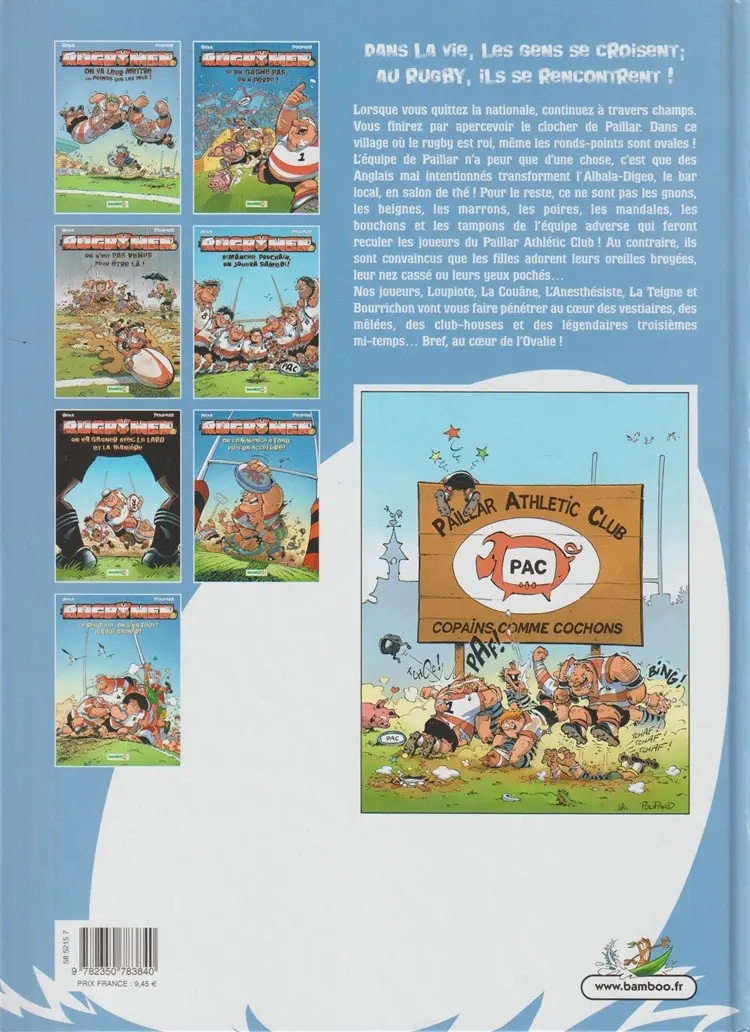 Verso de l'album Les Rugbymen Tome 6 On commence à fond, puis on accélère !