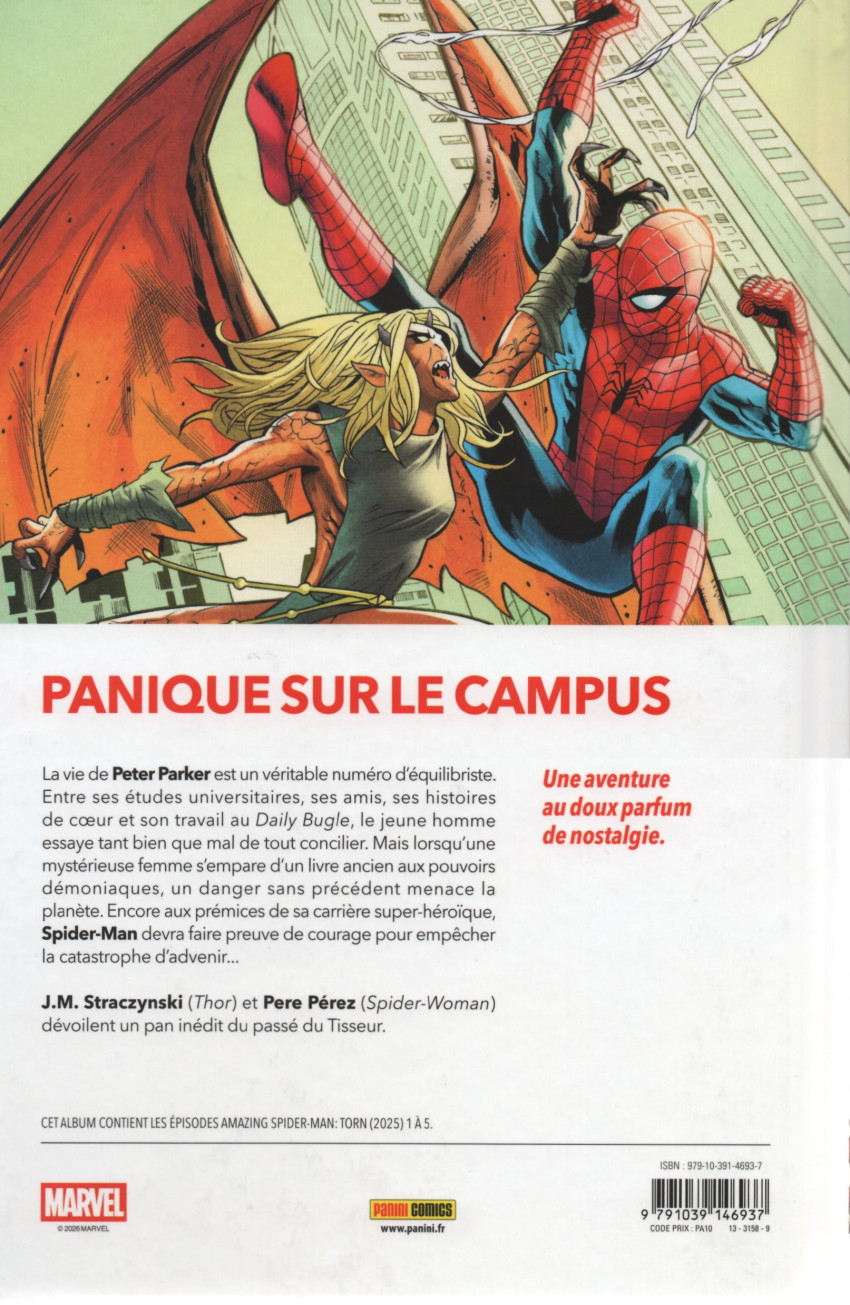 Verso de l'album The amazing Spider-Man - La déchirure