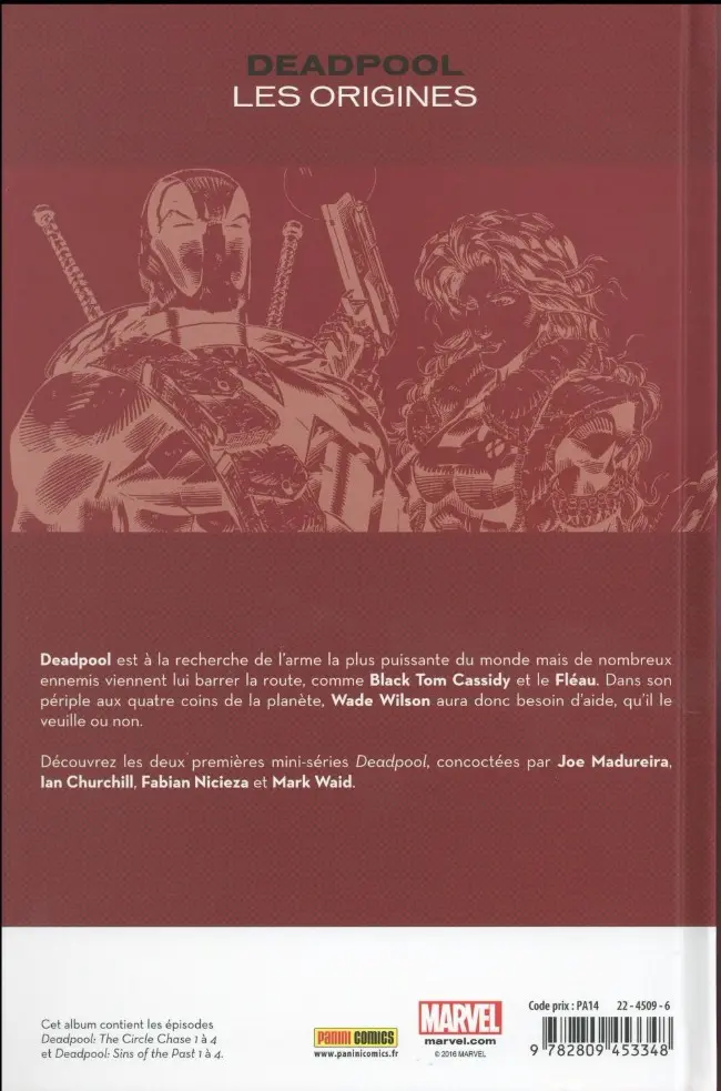 Verso de l'album Deadpool - Les Origines