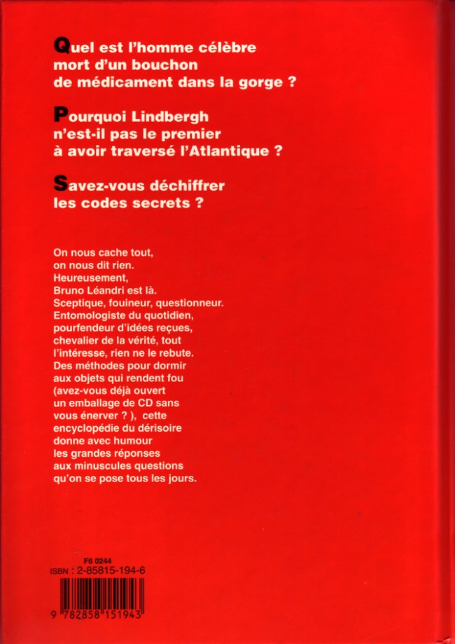 Verso de l'album La Grande encyclopédie du dérisoire Tome 1