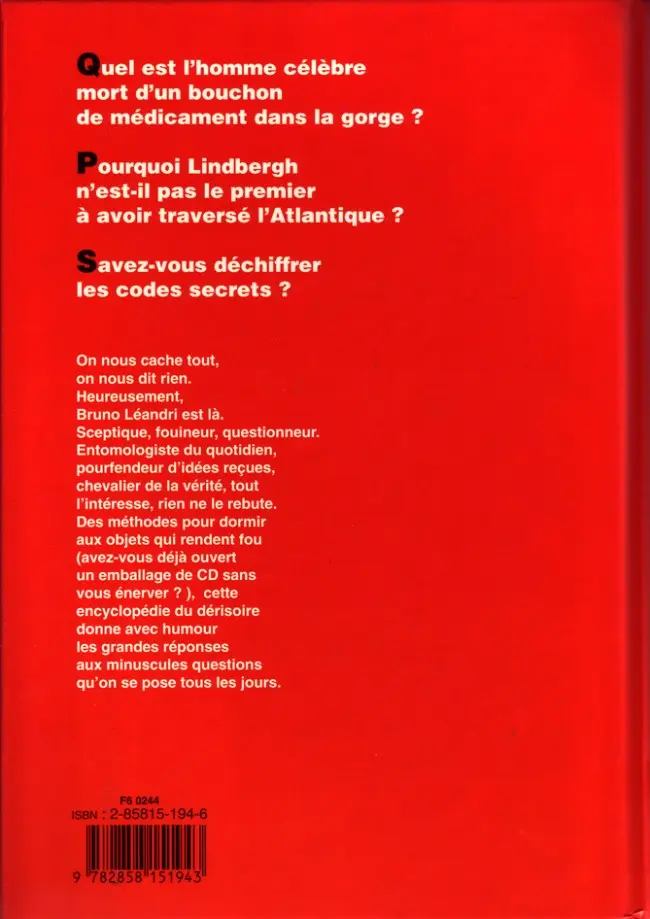 Verso de l'album La Grande encyclopédie du dérisoire Tome 1