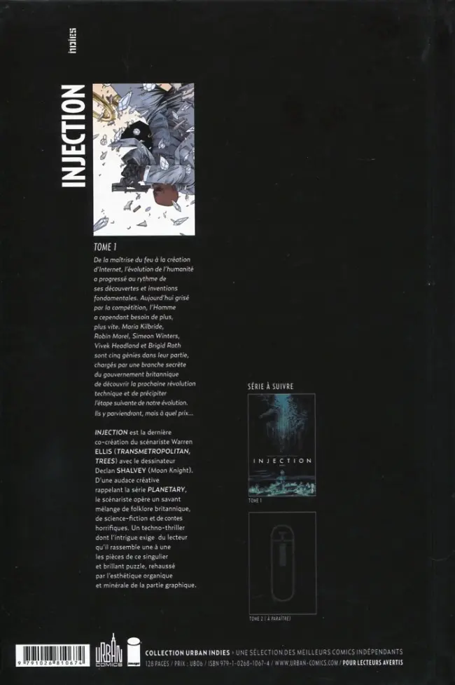 Verso de l'album Injection Tome 1