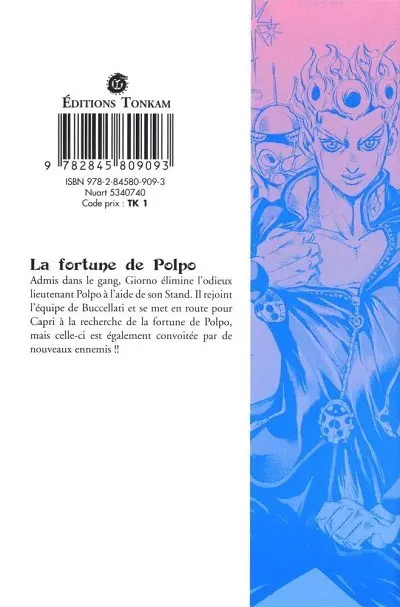 Verso de l'album Jojo's Bizarre Adventure - Golden Wind 3 La fortune de Polpo
