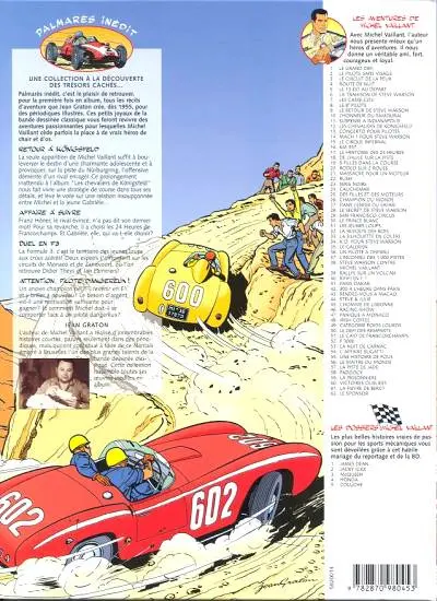 Verso de l'album Michel Vaillant Palmarès inédit Tome 1 Retour à Königsfeld