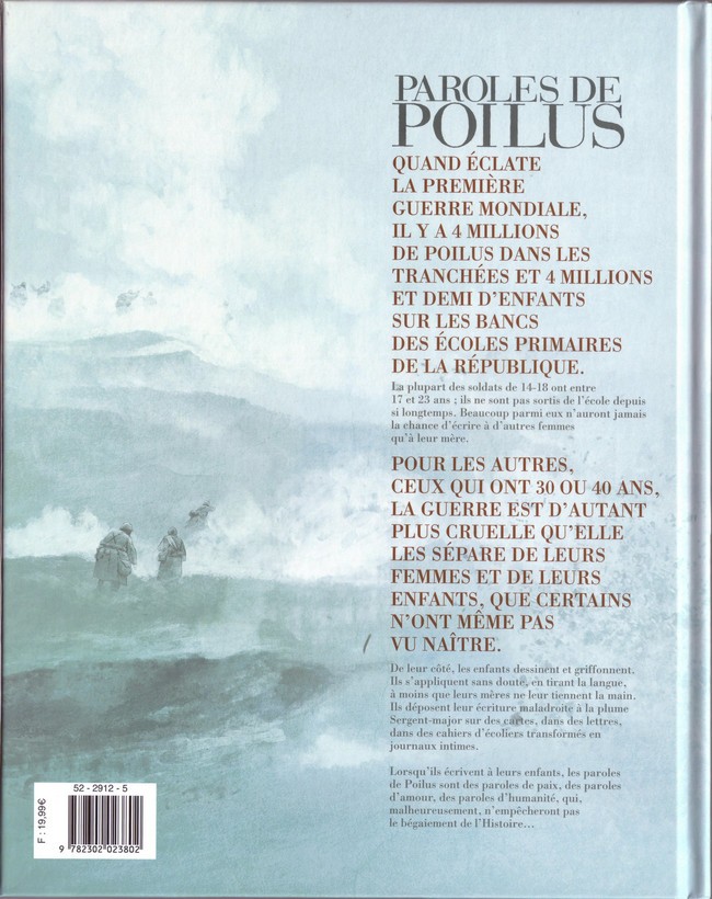 Verso de l'album Paroles de Poilus Tome 2 1914-1918, mon papa en guerre