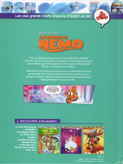 Verso de l'album Les plus grands chefs-d'œuvre Disney en BD Tome 3 Le Monde de Nemo