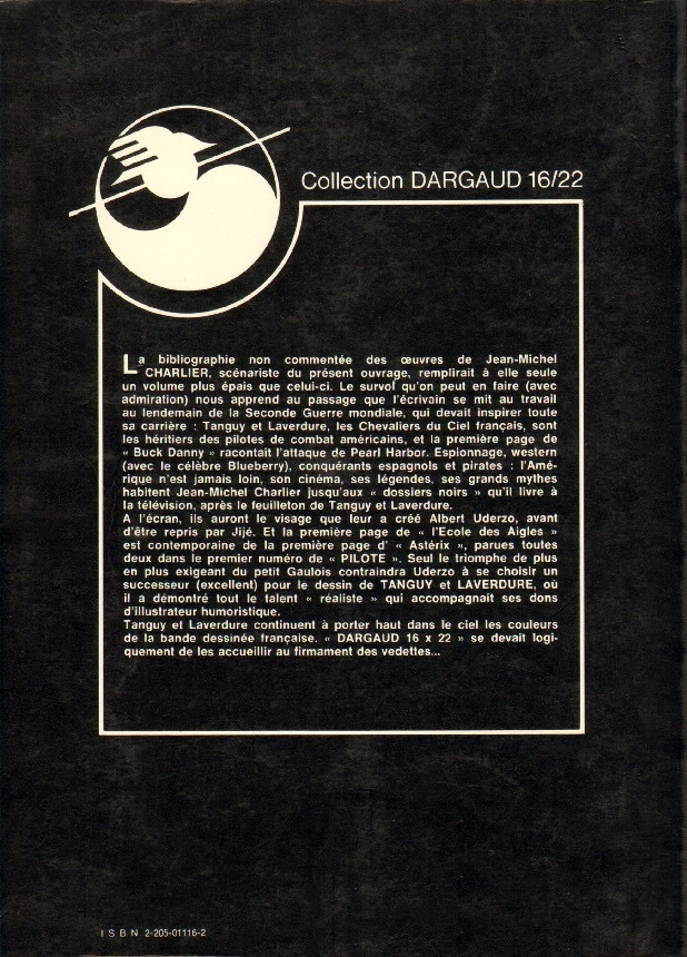 Verso de l'album Tanguy et Laverdure Tome 2 Pour l'honneur des Cocardes