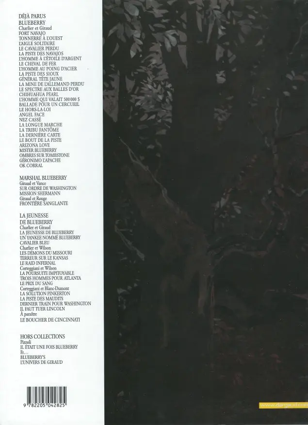 Verso de l'album La Jeunesse de Blueberry Tome 9 Le prix du sang