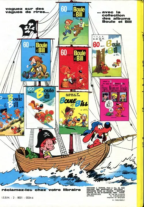 Verso de l'album Boule & Bill Tome 5 60 gags de Boule et Bill