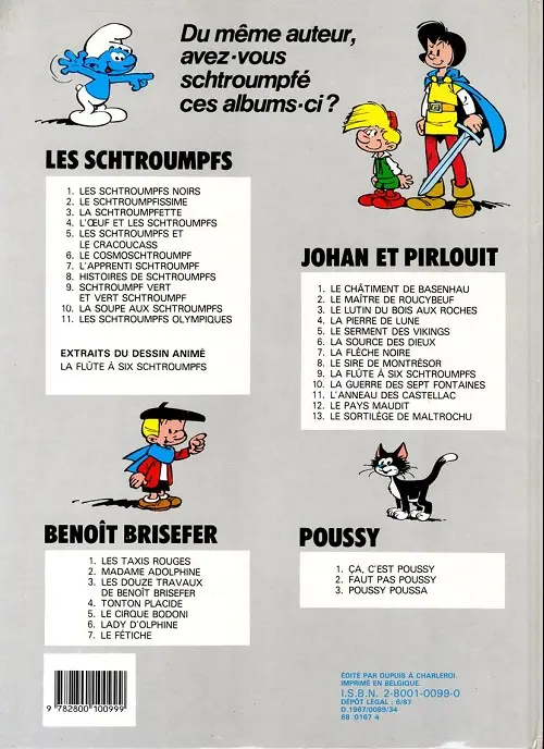Verso de l'album Johan et Pirlouit Tome 5 Le serment des vikings