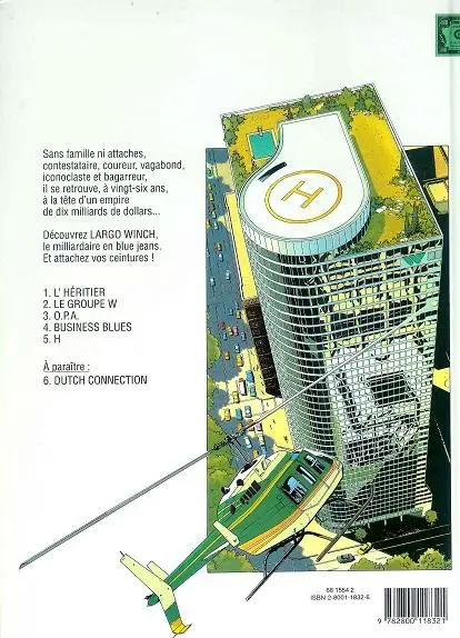 Verso de l'album Largo Winch Tome 2 Le groupe W