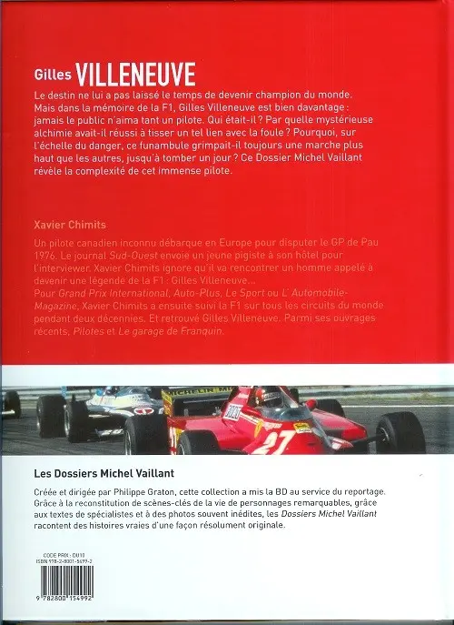 Verso de l'album Dossiers Michel Vaillant Tome 10 Gilles Villeneuve