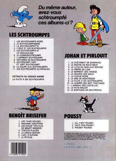 Verso de l'album Les Schtroumpfs Tome 5 Les Schtroumpfs et le Cracoucass