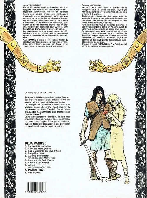 Verso de l'album Thorgal Tome 6 La chute de Brek Zarith