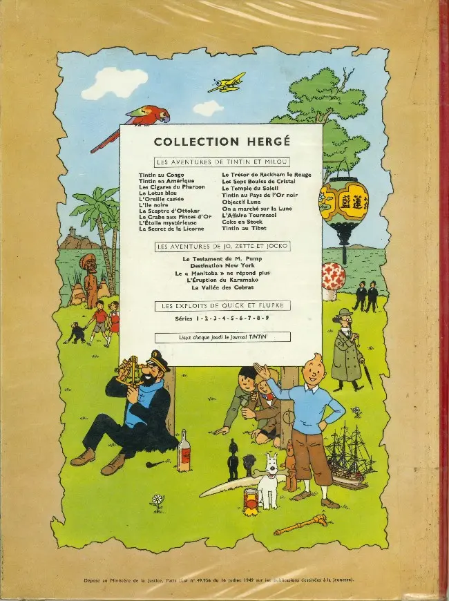 Verso de l'album Tintin Tome 7 L'île noire
