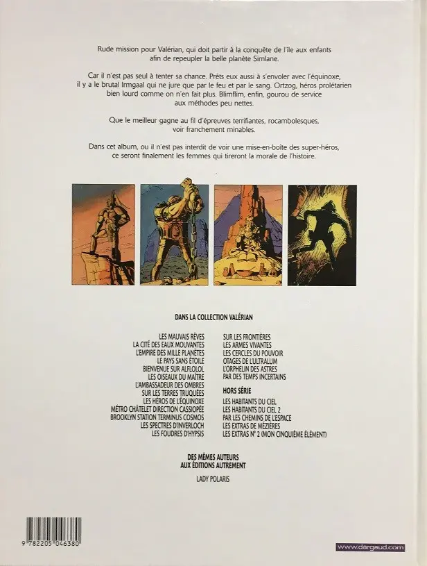 Verso de l'album Valérian Tome 8 Les héros de l'Equinoxe