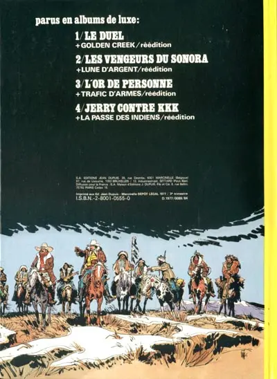 Verso de l'album Jerry Spring Tome 16 La fille du canyon
