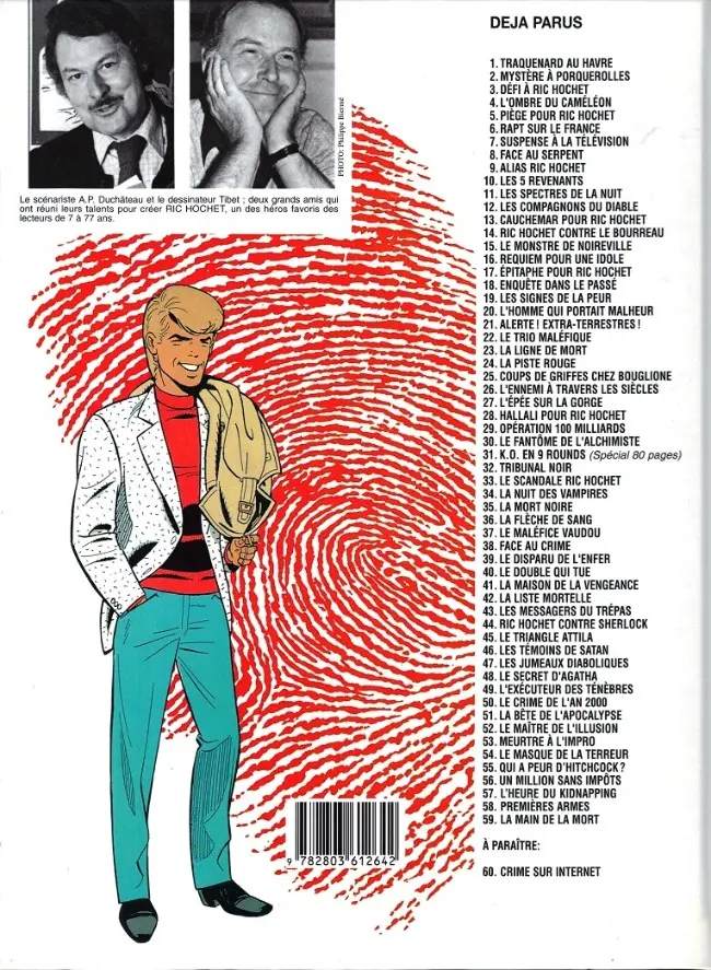 Verso de l'album Ric Hochet Tome 59 La main de la mort