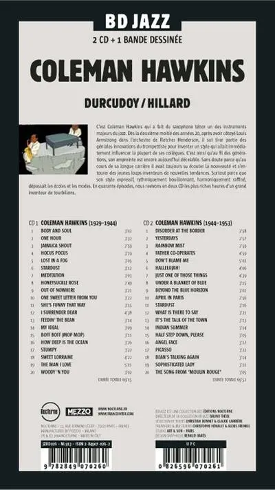 Verso de l'album BD Jazz Coleman Hawkins