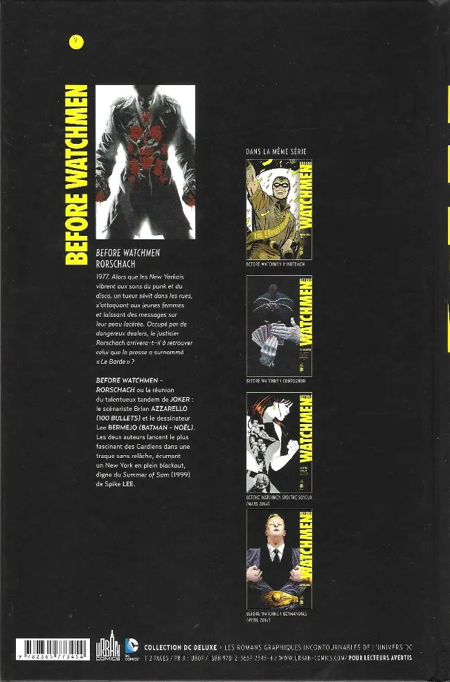 Verso de l'album Before Watchmen Rorschach