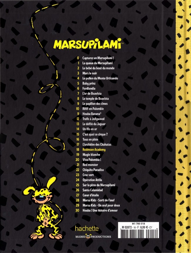Verso de l'album Marsupilami Tome 18 Robinson Academy