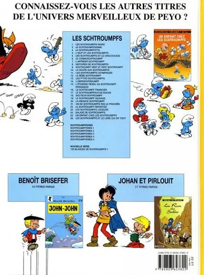 Verso de l'album Les Schtroumpfs Tome 26 Les schtroumpfs et le livre qui dit tout