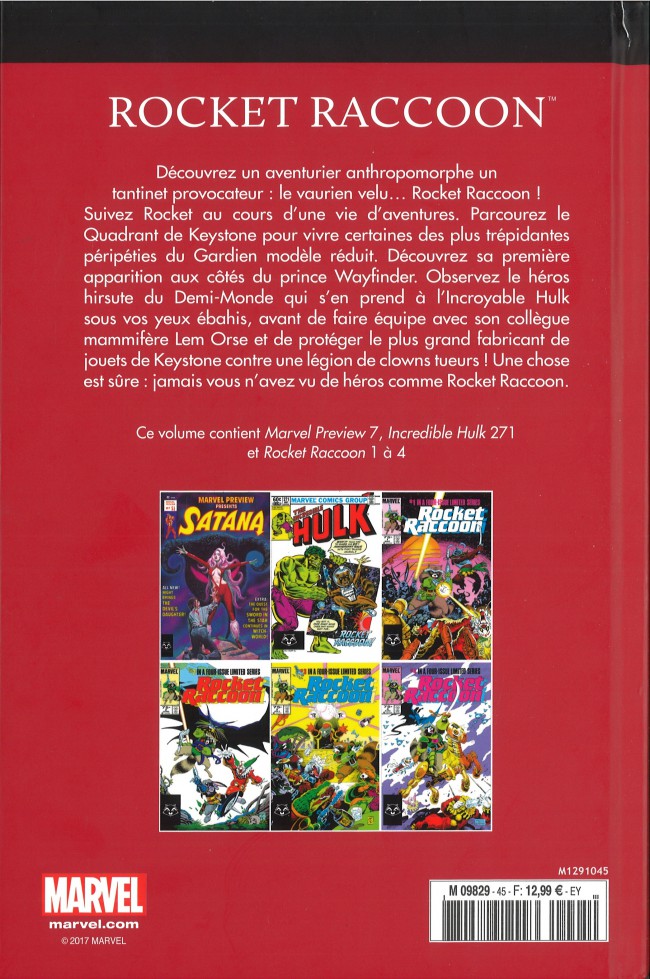 Verso de l'album Le meilleur des Super-Héros Marvel Tome 45 Rocket Raccon