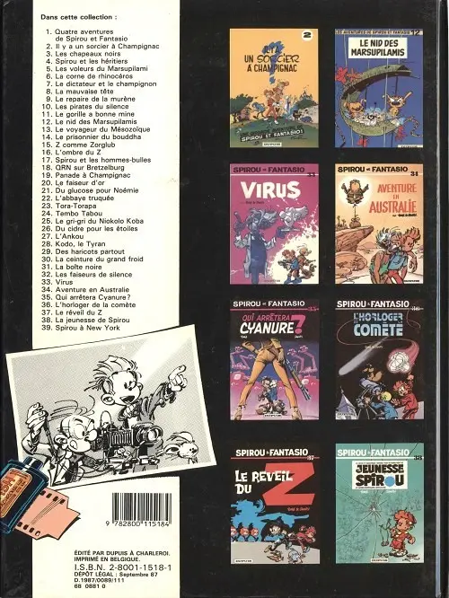 Verso de l'album Spirou et Fantasio Tome 39 Spirou à New York