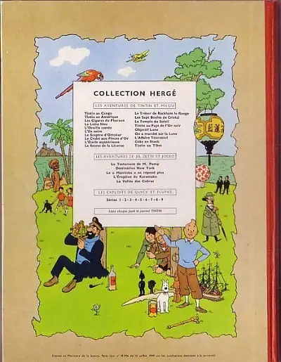 Verso de l'album Tintin Tome 20 Tintin au Tibet