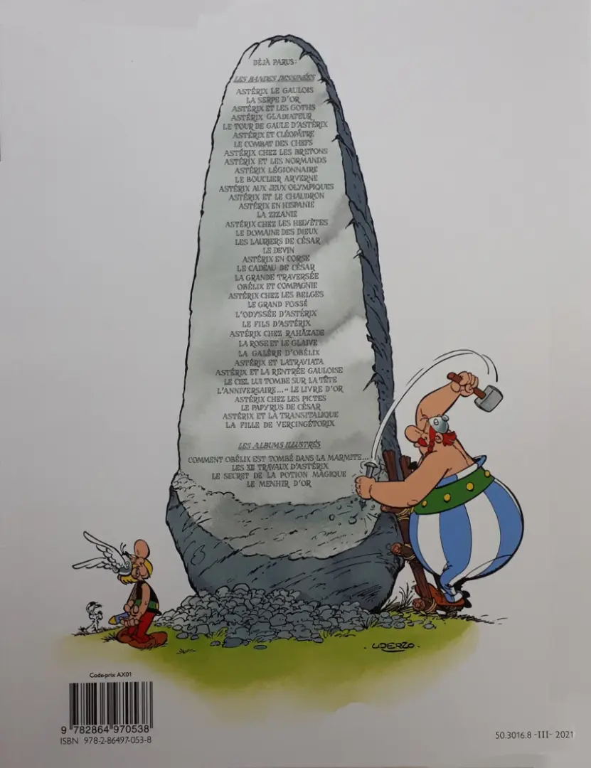 Verso de l'album Astérix Tome 29 La Rose et le Glaive
