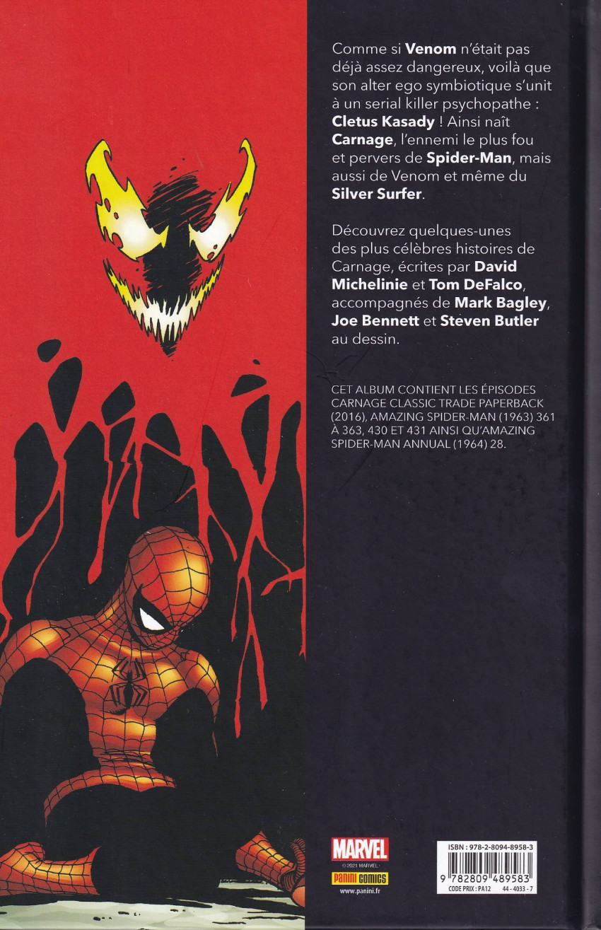 Verso de l'album Spider-man VS. Tome 2 Spider-man VS Carnage