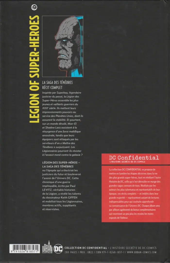 Verso de l'album DC Confidential 5 Legion of Super-Heroes : La saga des ténèbres