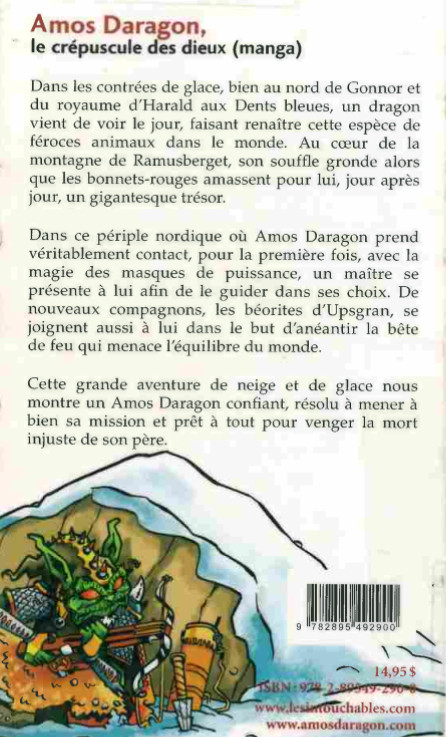 Verso de l'album Amos Daragon Tome 3 Le crépuscule des dieux