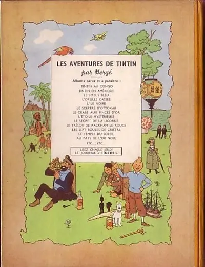 Verso de l'album Tintin Tome 13 Les 7 boules de cristal
