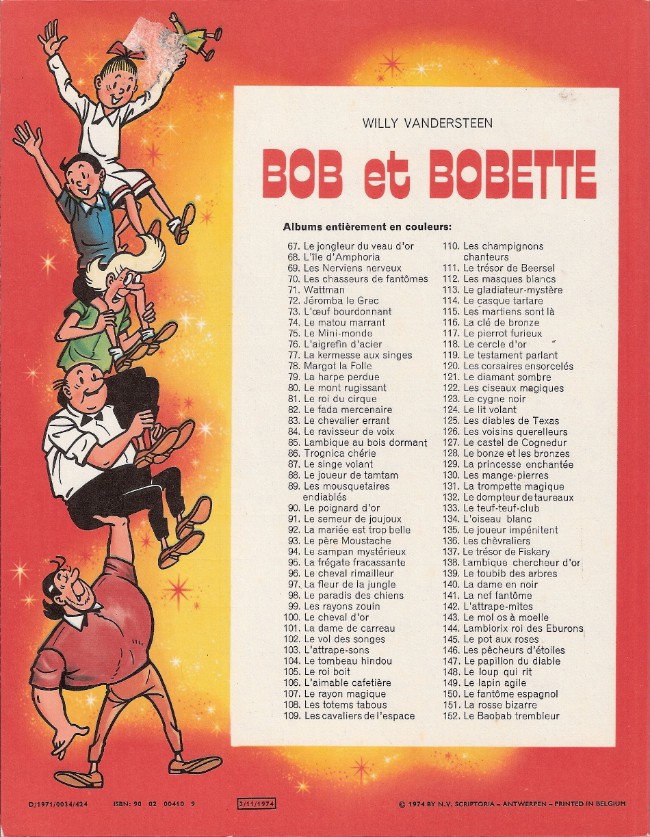 Verso de l'album Bob et Bobette Tome 103 L'attrape-sons