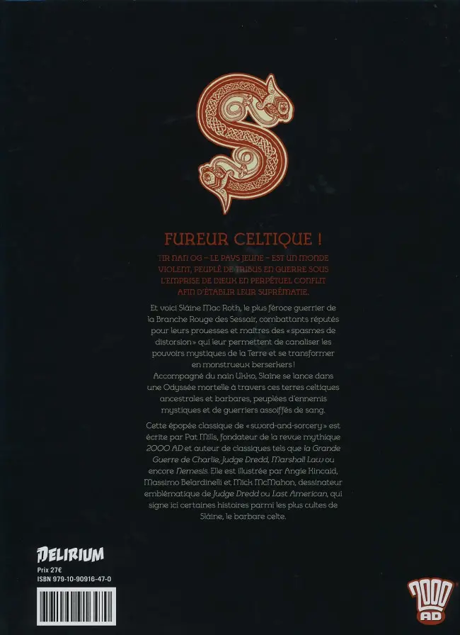 Verso de l'album Sláine Tome 1 L'aube du guerrier