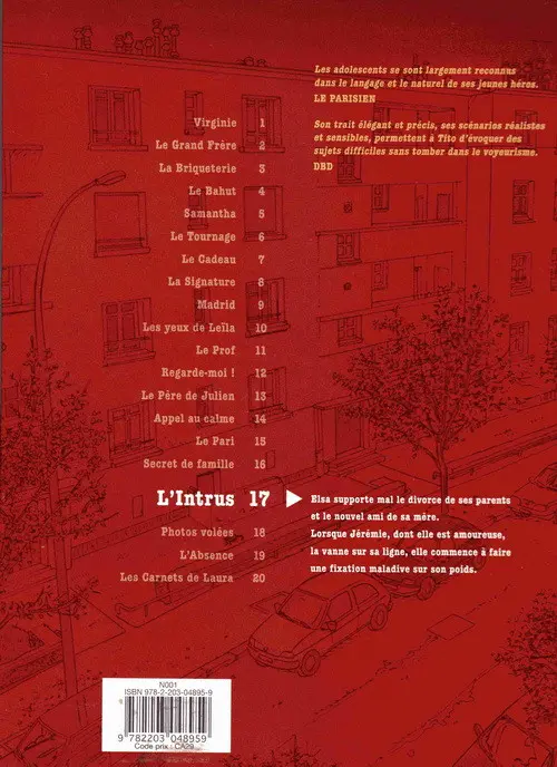 Verso de l'album Tendre banlieue L'Intrus