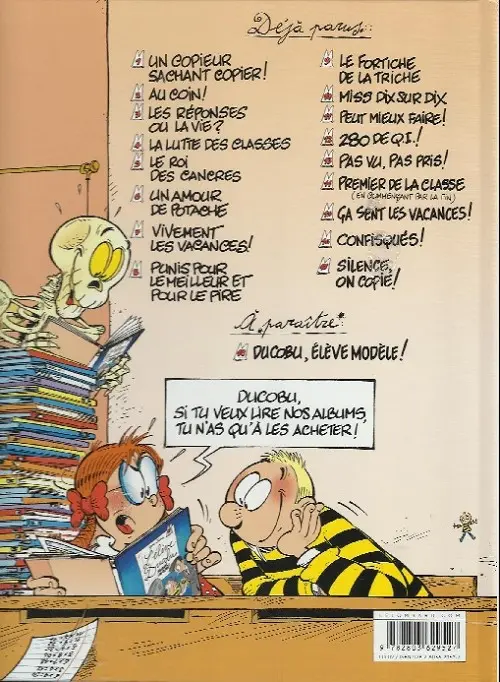 Verso de l'album L'Élève Ducobu Tome 16 Confisqués !