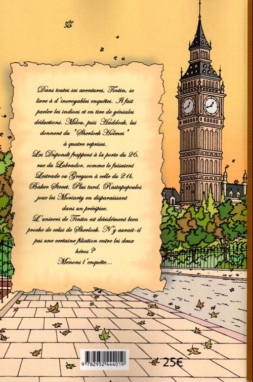 Verso de l'album Tintin à Baker Street