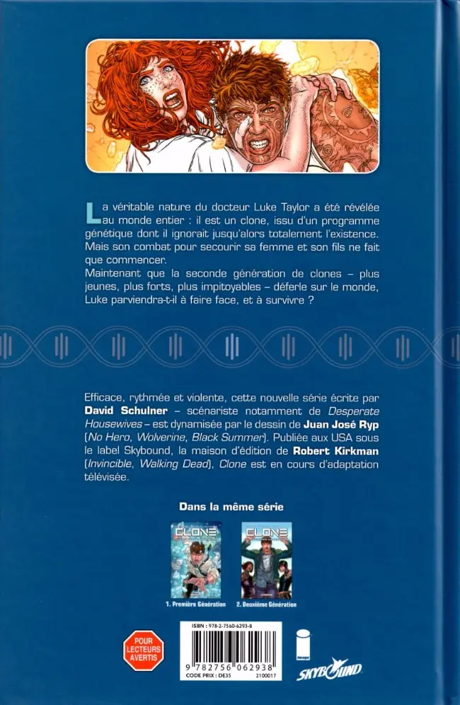 Verso de l'album Clone Tome 2 Deuxième génération
