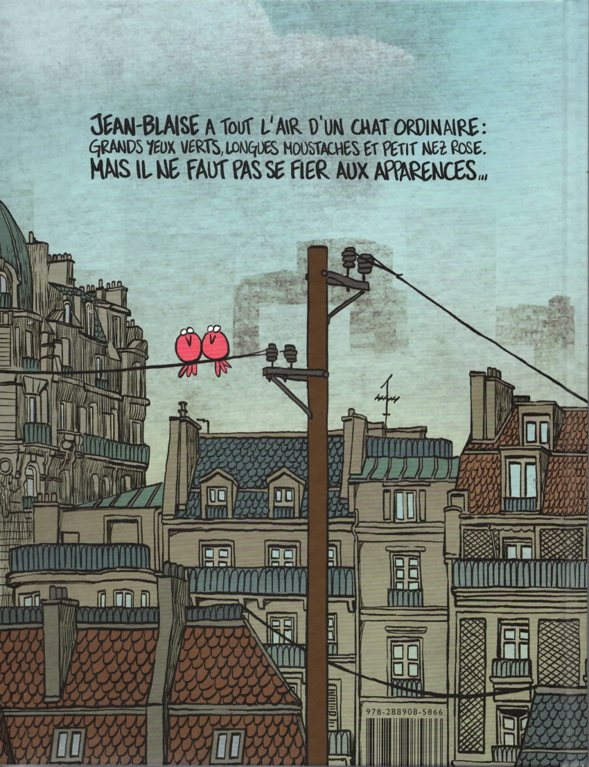Verso de l'album Jean-Blaise Le chat qui se prenait pour un oiseau