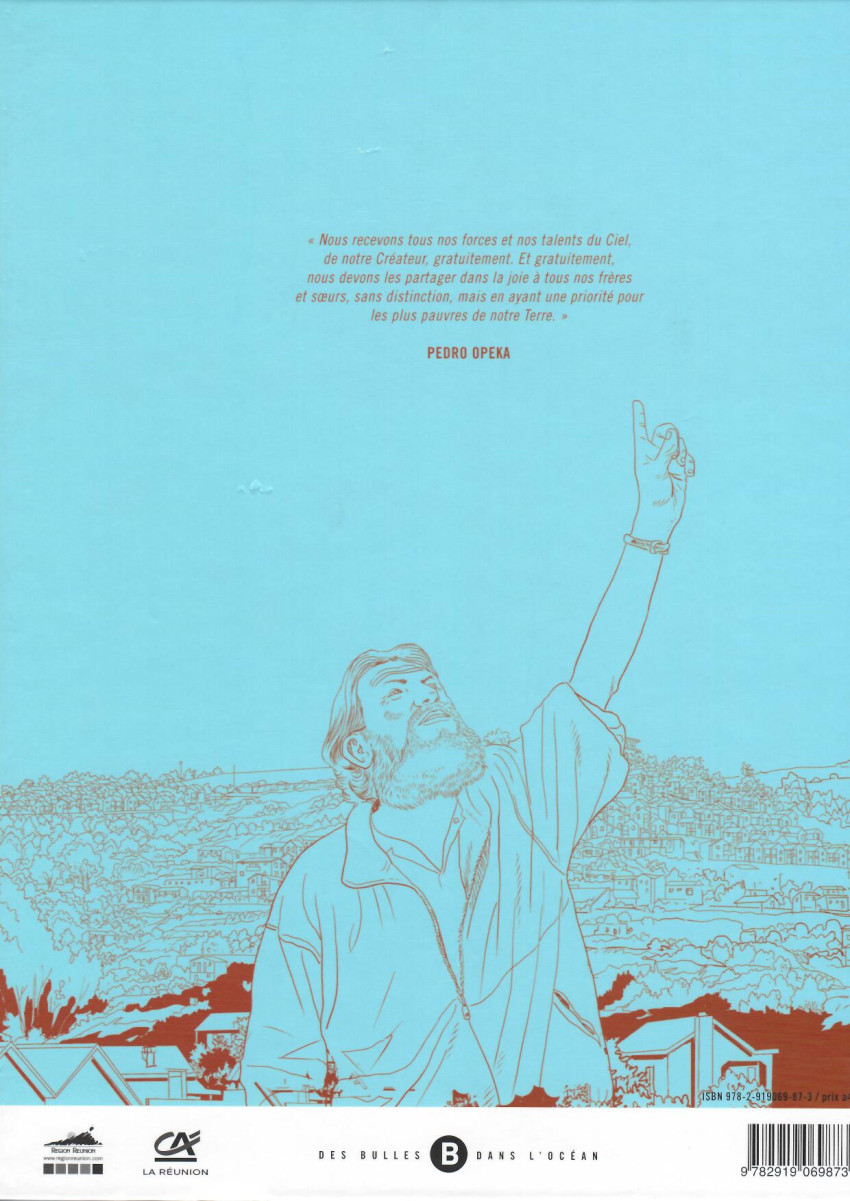 Verso de l'album Akamasoa Père Pedro, l'Humanité par l'action