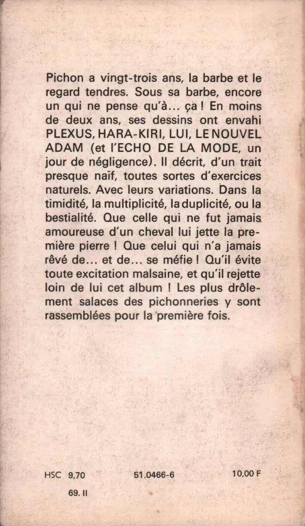 Verso de l'album Pichonneries
