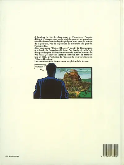 Verso de l'album Colère obscure