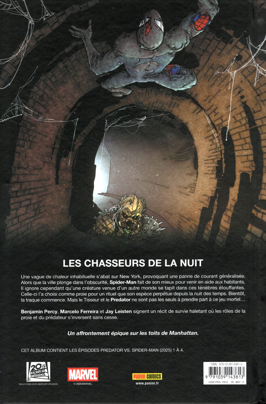Verso de l'album Predator versus Spider-Man Chasse à l'araignée