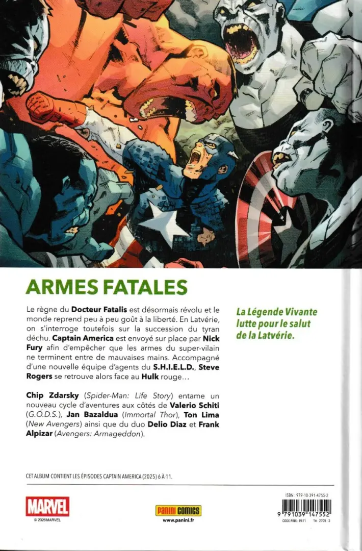 Verso de l'album Captain America 2 L'ombre de Fatalis
